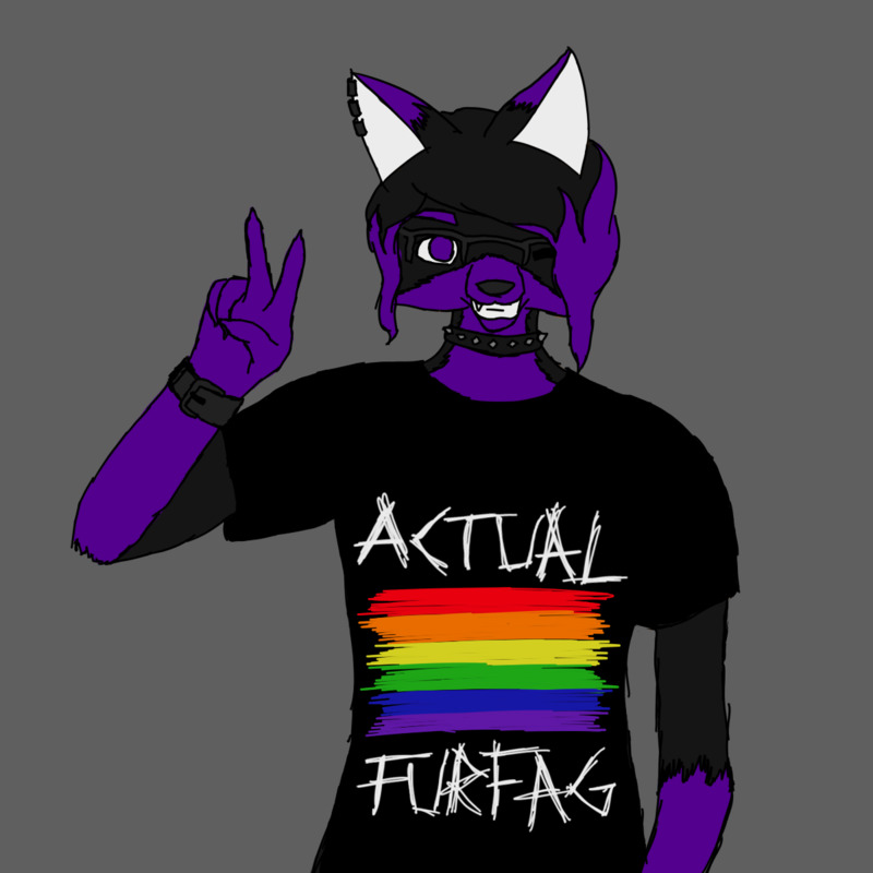 The same fox as above, but now with purple and black fur