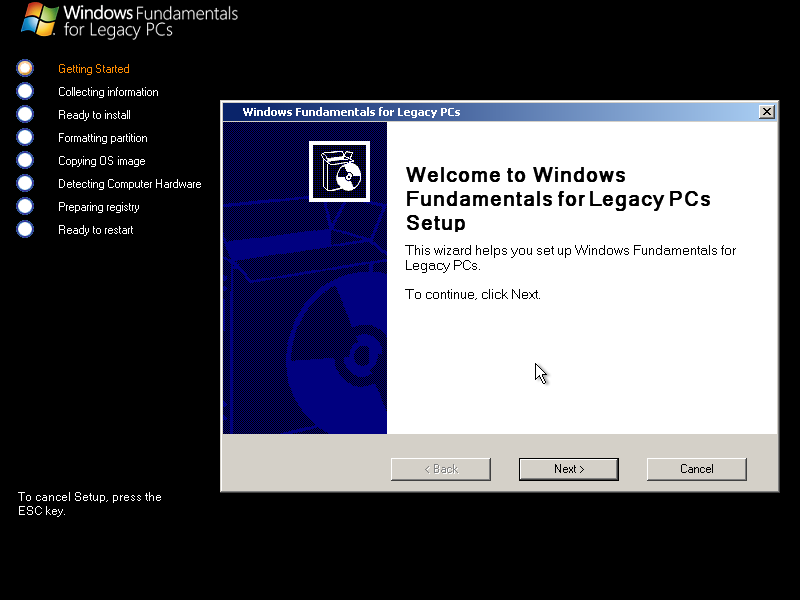 Windows FLP installer Welcome Screen. It's a full graphical installer.